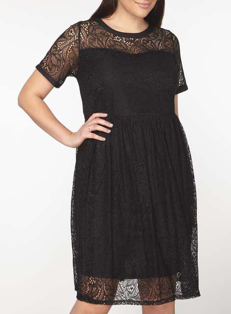 DP Curve Black Lace Fit and Flare Dress